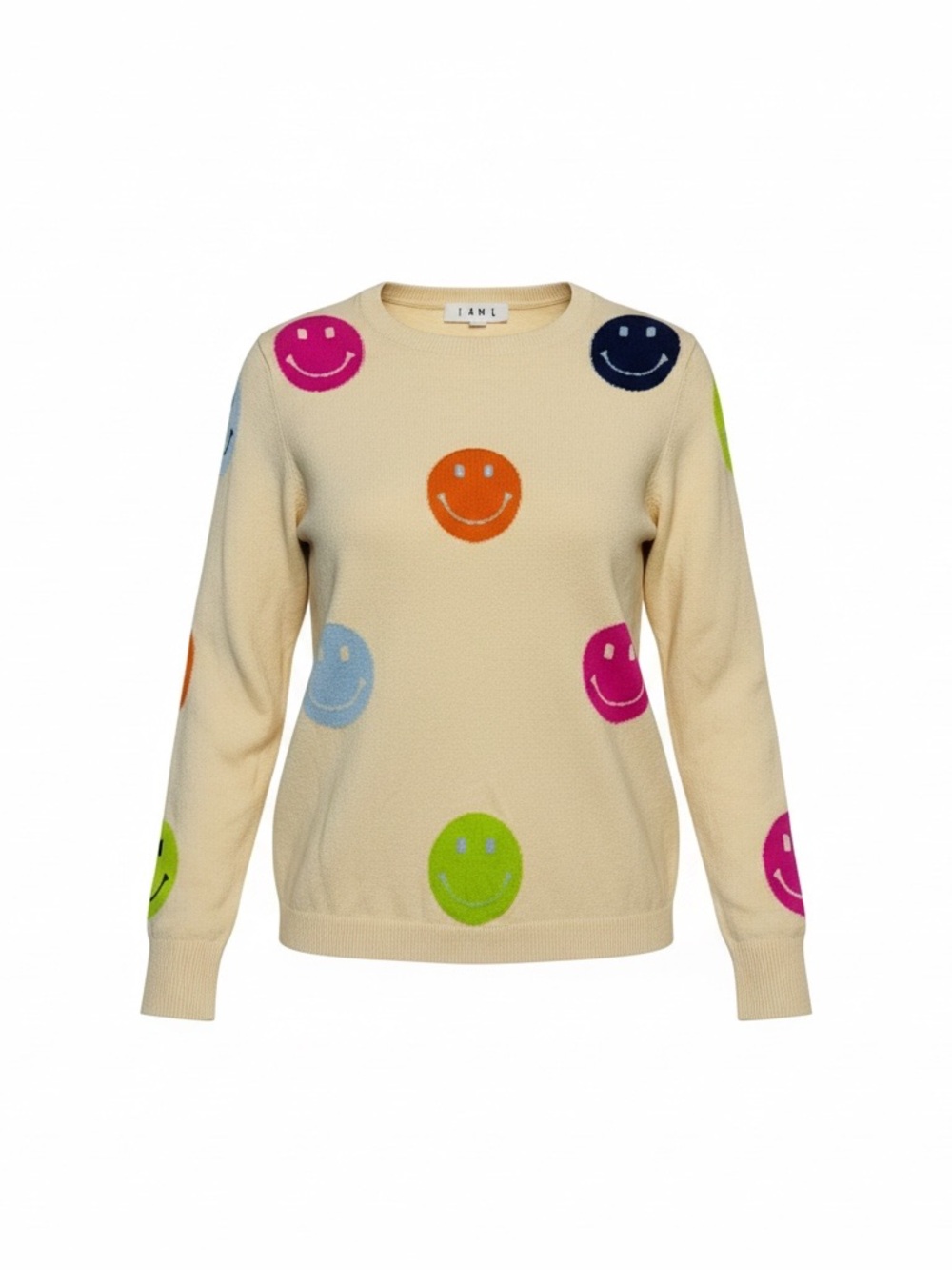 THML Smiley Face Viscose
Blend Ivory Long Sleeve Pullover Sweater Small - Picture 3 of 9
